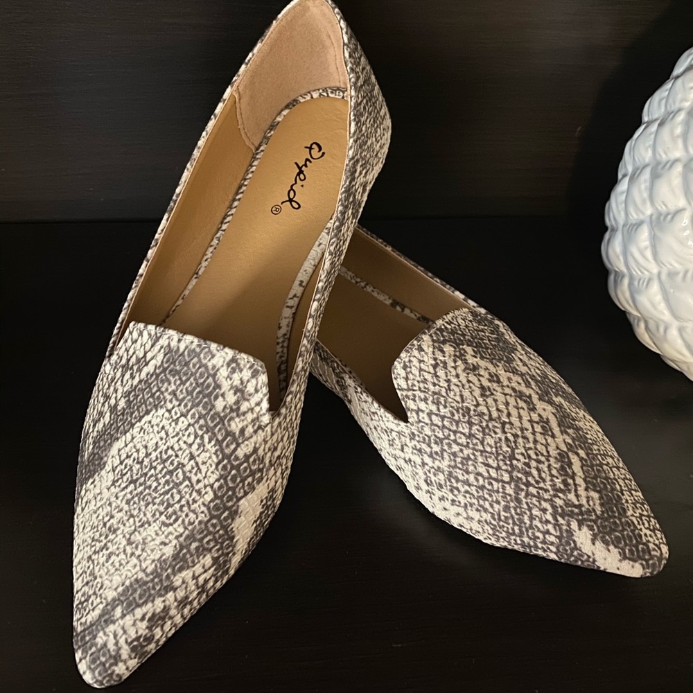 Snake print flats